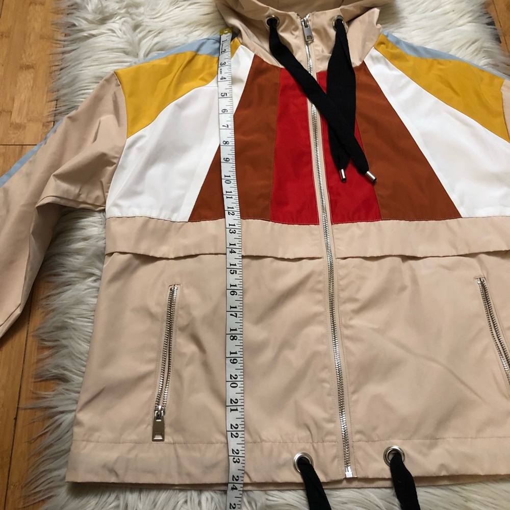 Maje Banela Colorblock Hooded Zip Up Beige Windbreaker Jacket size 38 (8 US) - Picture 14 of 14